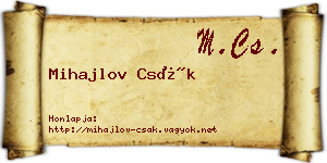Mihajlov Csák névjegykártya